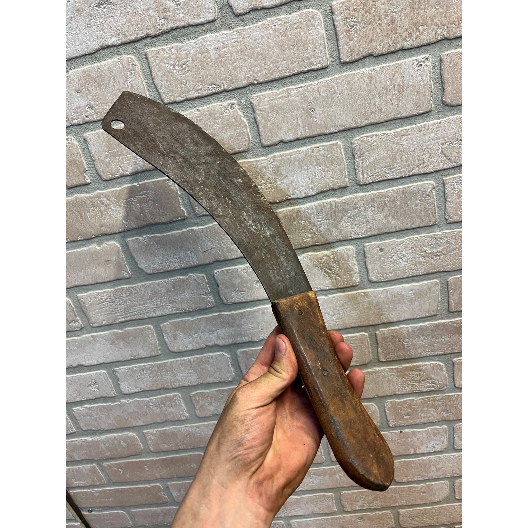 Antique Early Primitive Watertown Wis. Butcher or Harvest Tobacco Knife Cabin Decor.