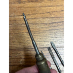 Vintage German D.R.G.M. Brass Screwdriver w/ Hidden Handle Bits Multi-Tool