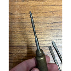 Vintage German D.R.G.M. Brass Screwdriver w/ Hidden Handle Bits Multi-Tool