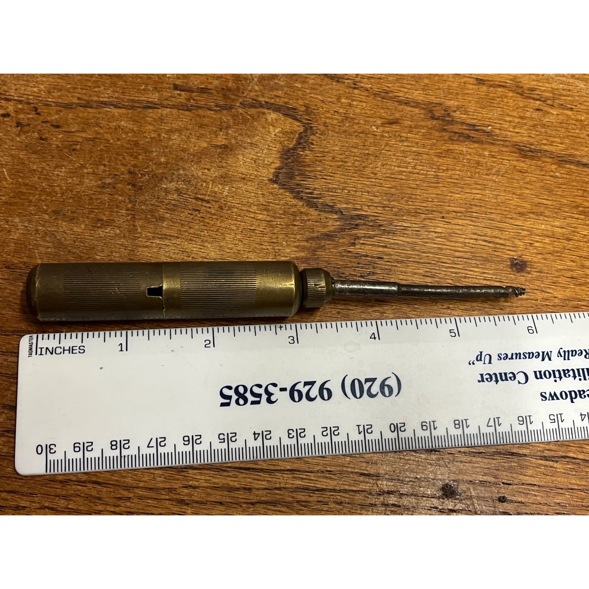 Vintage German D.R.G.M. Brass Screwdriver w/ Hidden Handle Bits Multi-Tool