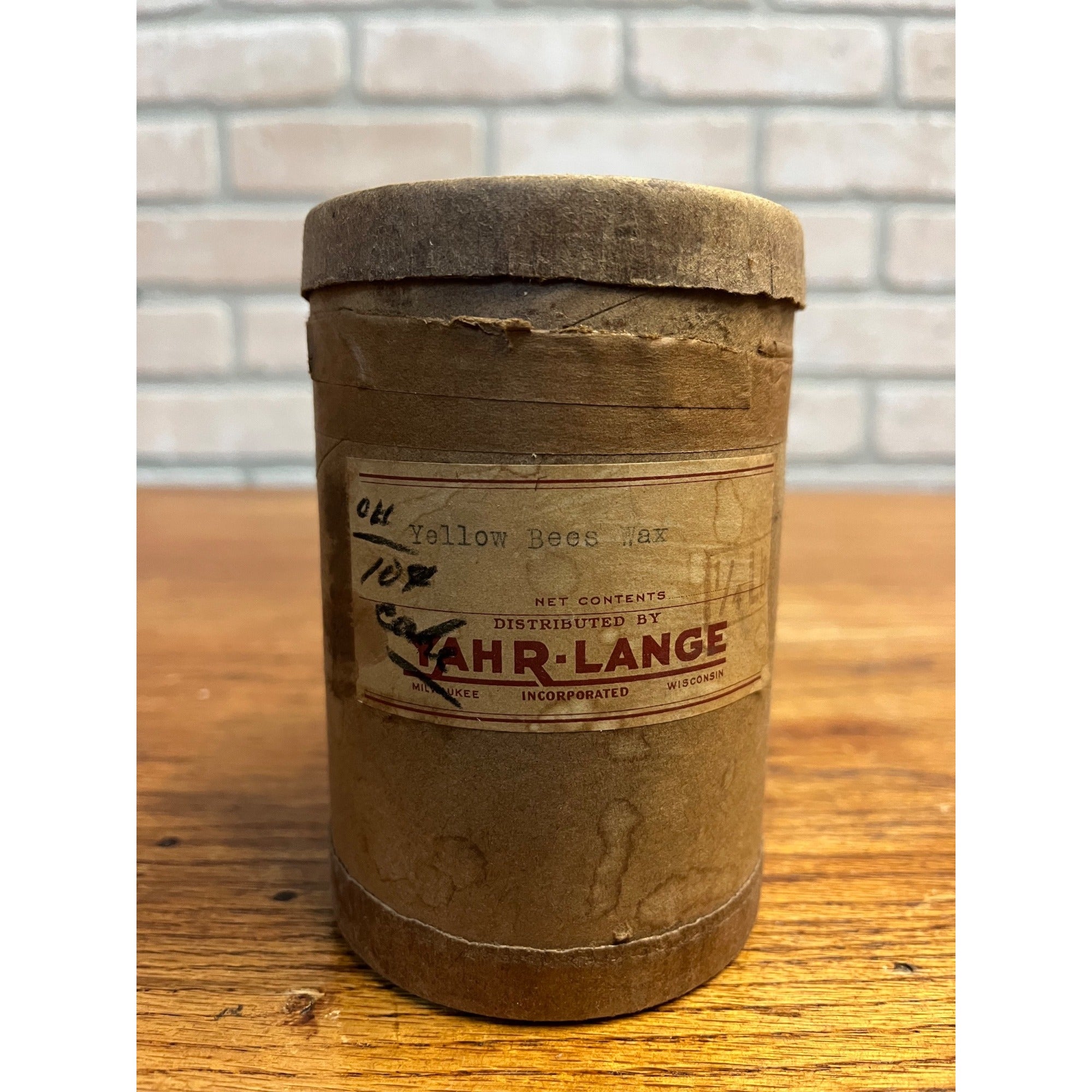 Vintage Yahr Lange Druggist Label Canister Milwaukee Wis Bees Wax