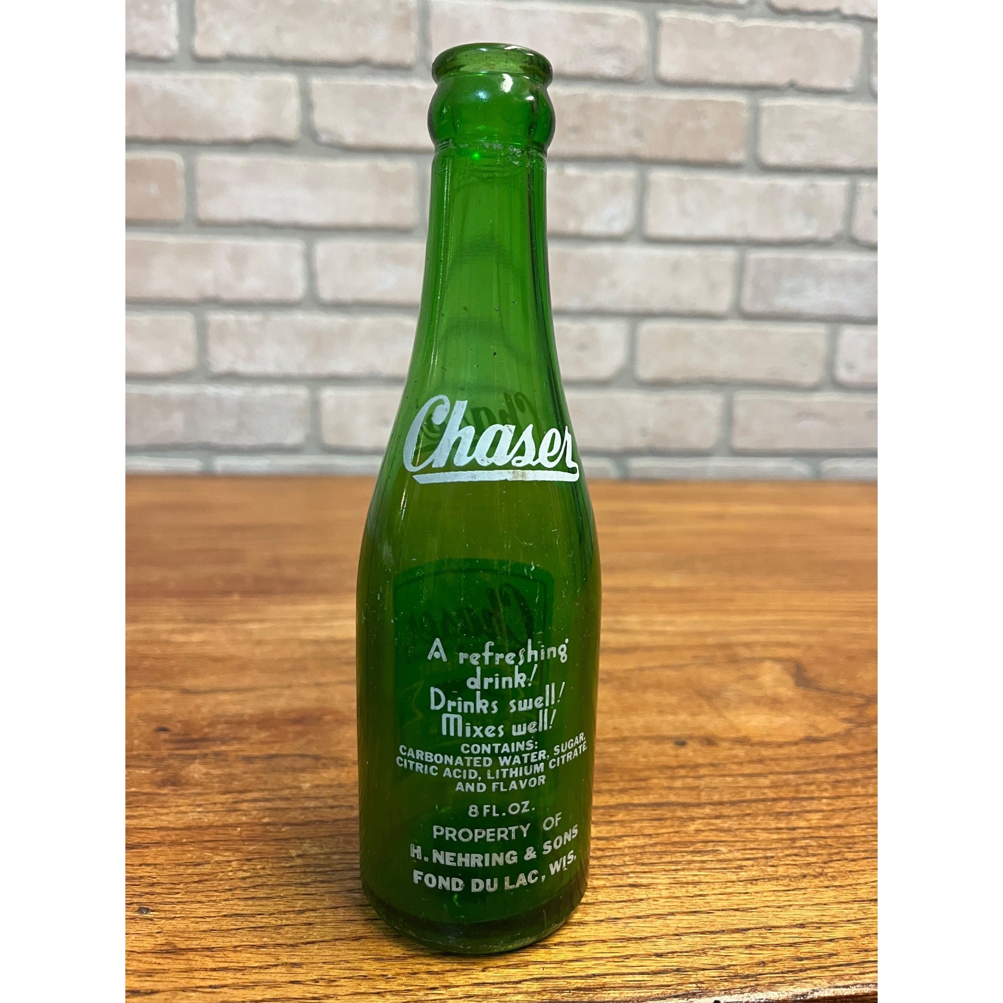Vintage Chaser Soda Bottle Memphis, Tennessee ACL Nehring & Sons Fond du Lac, WI