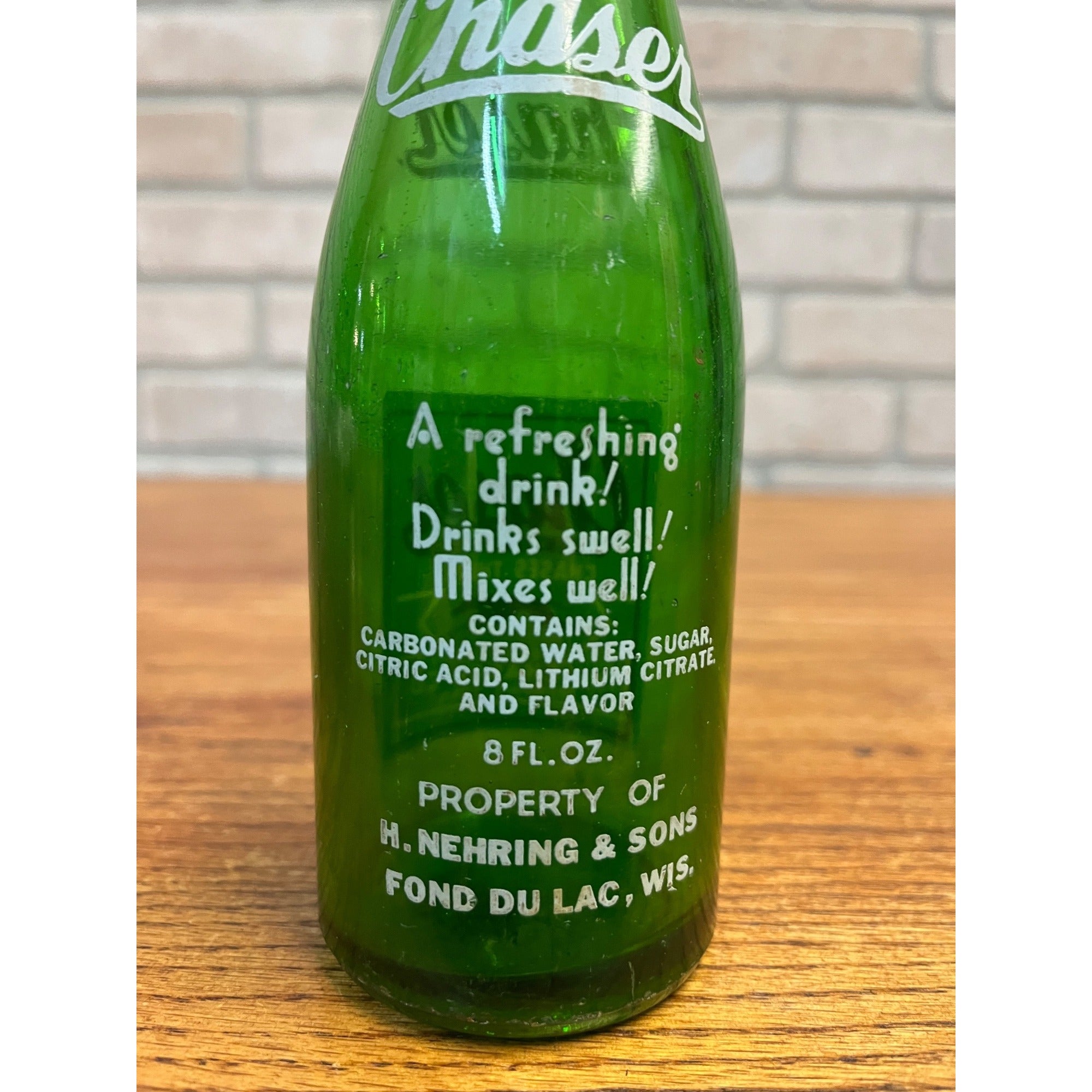 Vintage Chaser Soda Bottle Memphis, Tennessee ACL Nehring & Sons Fond du Lac, WI