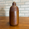 Primitive Stoneware Bottle w/ Cork Stopper Brown  Gray 8-1/2" tall