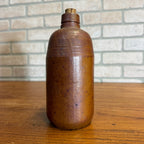 Primitive Stoneware Bottle w/ Cork Stopper Brown  Gray 8-1/2" tall