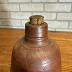 Primitive Stoneware Bottle w/ Cork Stopper Brown  Gray 8-1/2" tall