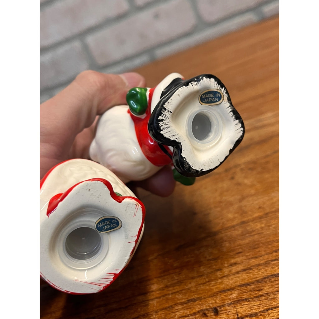 Vintage Santa and Mrs. Claus Kissing Ceramic Salt & Pepper Shaker Set Japan Christmas Tablescaping