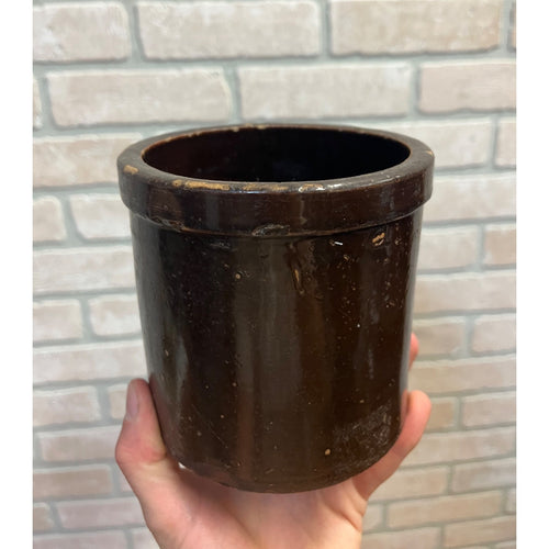 Antique Primitive 10th Small 5" Albany Glaze Stoneware Jar / Beater Jar Crock