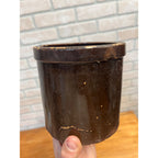 Antique Primitive 10th Small 5" Albany Glaze Stoneware Jar / Beater Jar Crock