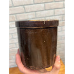 Antique Primitive 10th Small 5" Albany Glaze Stoneware Jar / Beater Jar Crock