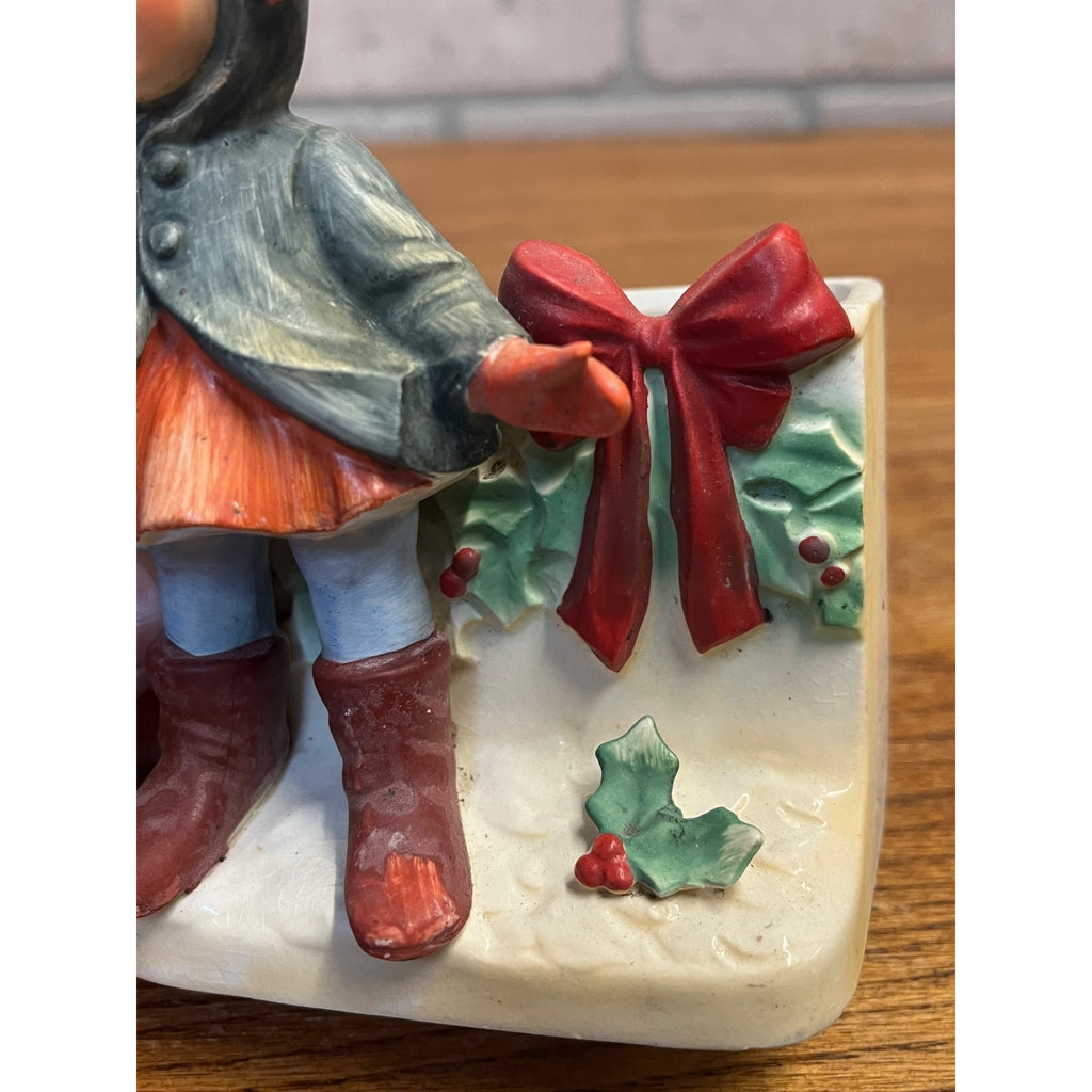 Vintage 1950’s MCM Napcoware Christmas Shopper Girl With Gift Planter Vase X8370