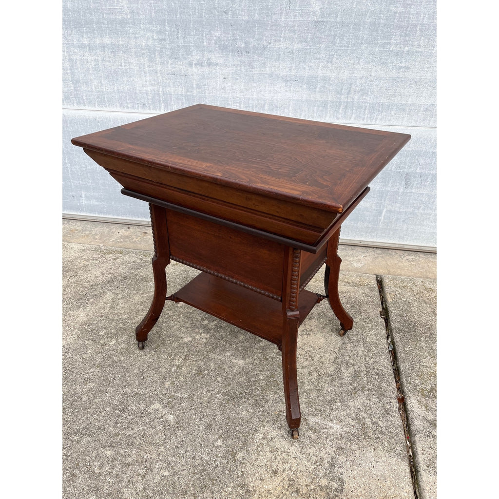 Antique c1890 Ross Table Wash Stand Forest City Furniture Oak Convertible Table Parlor Table