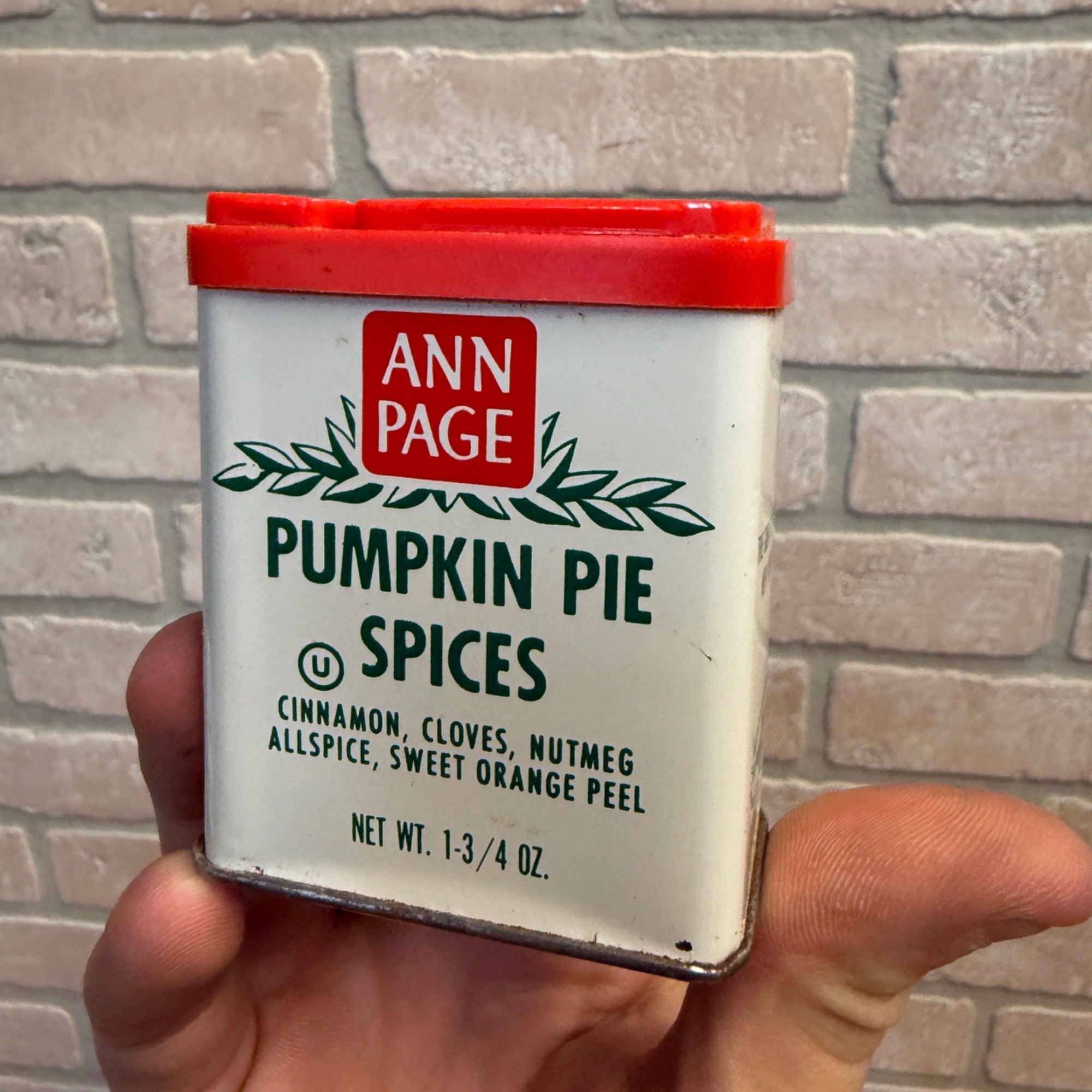 Vintage Ann Page Pumpkin Pie Spices Tin 1-3/4 OZ Size Primitive Kitchen Decor Thanksgiving Tablescaping