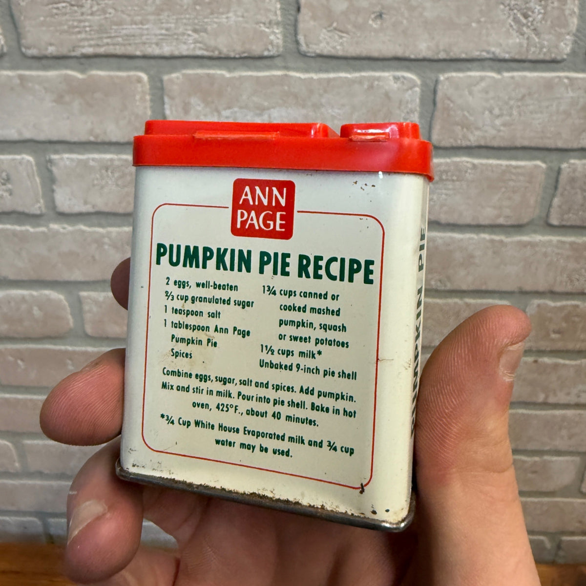 Vintage Ann Page Pumpkin Pie Spices Tin 1-3/4 OZ Size Primitive Kitchen Decor Thanksgiving Tablescaping