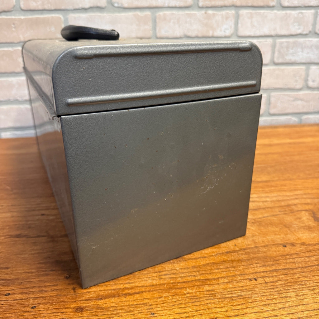 Vintage Sears Craftsman Gray Metal Tool Box Tote Red Tray Great Shape Ribbed