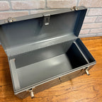 Vintage Sears Craftsman Gray Metal Tool Box Tote Red Tray Great Shape Ribbed