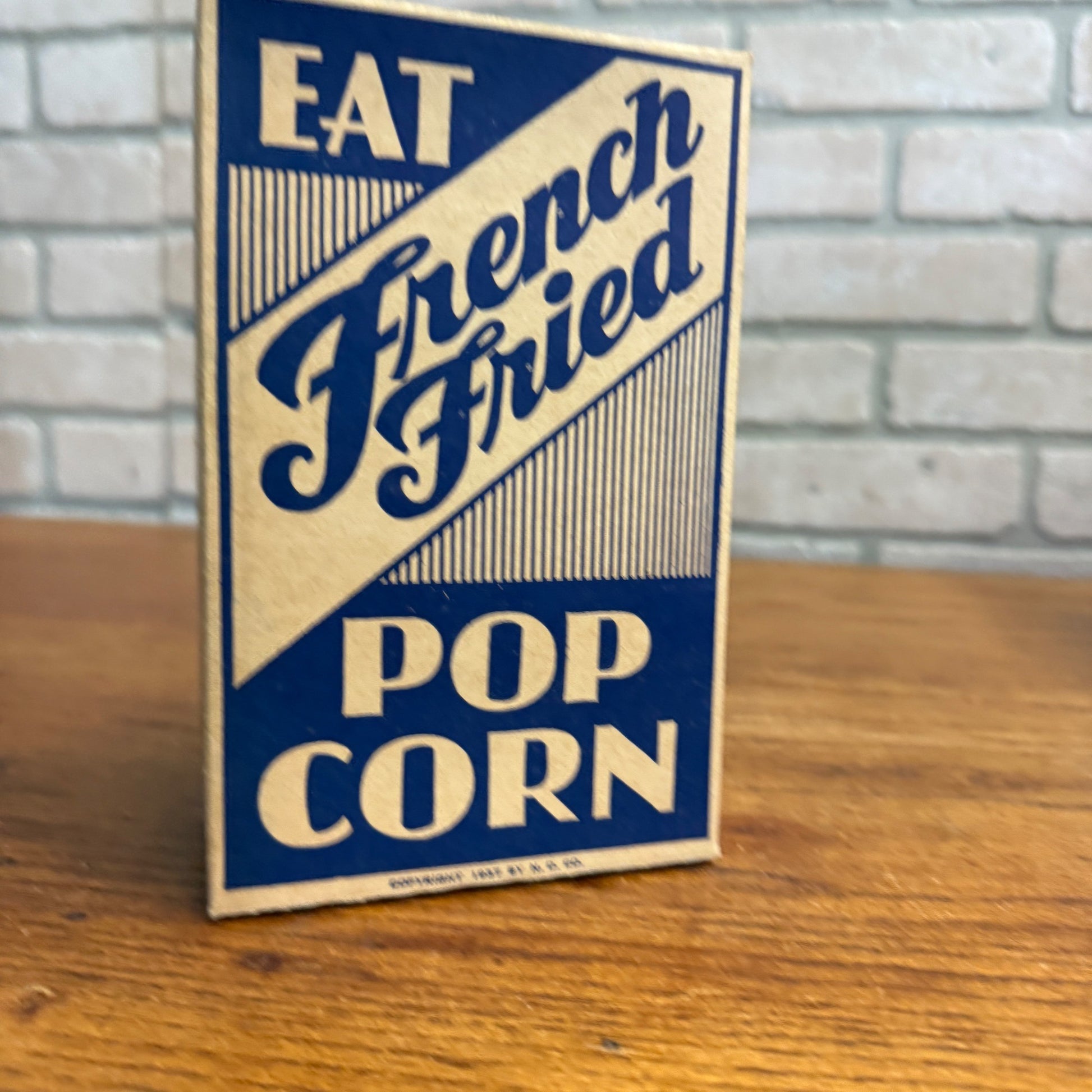Vintage 1930 French Fried Popcorn Box Cardboard Movie Theater Box