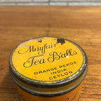 Vintage 1930s Mayfair Tea Balls Orange Pekoe India Tin Can Advertising Kitchen