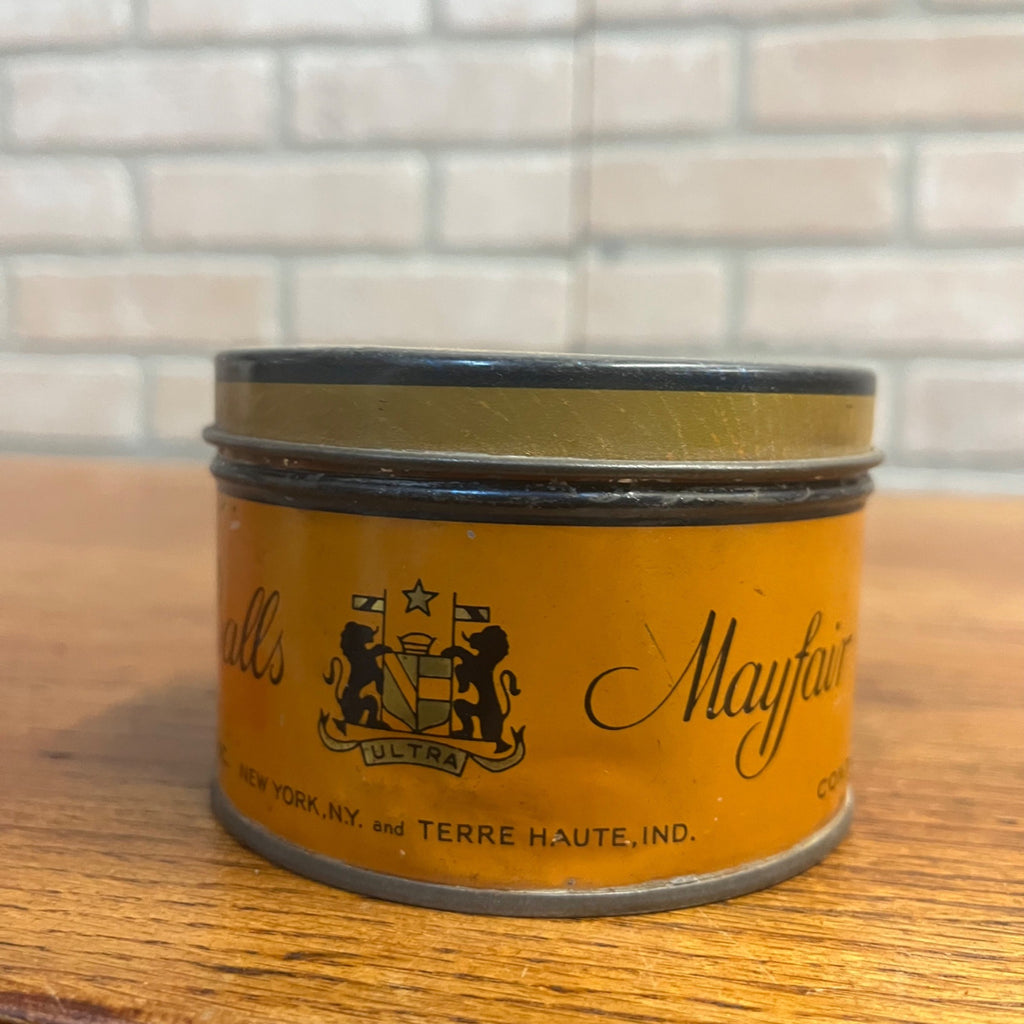 Vintage 1930s Mayfair Tea Balls Orange Pekoe India Tin Can Advertising Kitchen