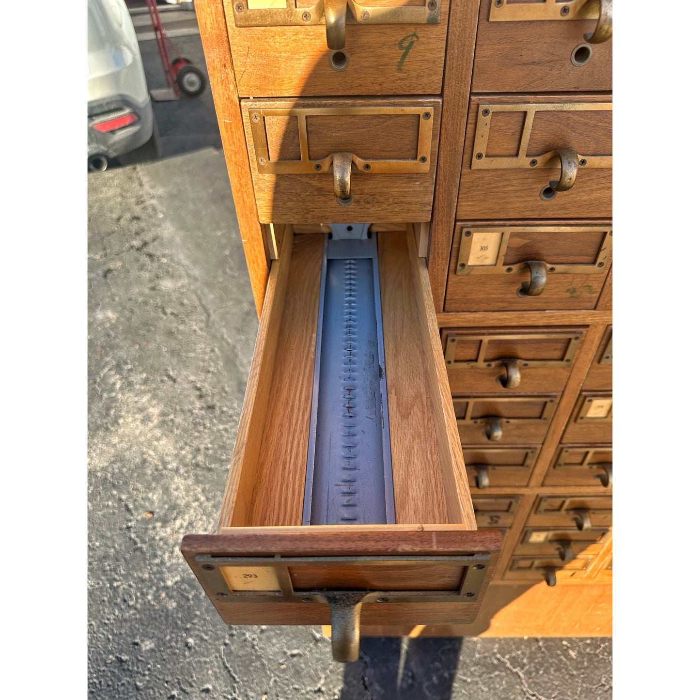 Vintage 72-Drawer Library Card Catalog File Cabinet Sold Wood Mid-Century