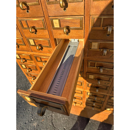 Vintage 72-Drawer Library Card Catalog File Cabinet Sold Wood Mid-Century