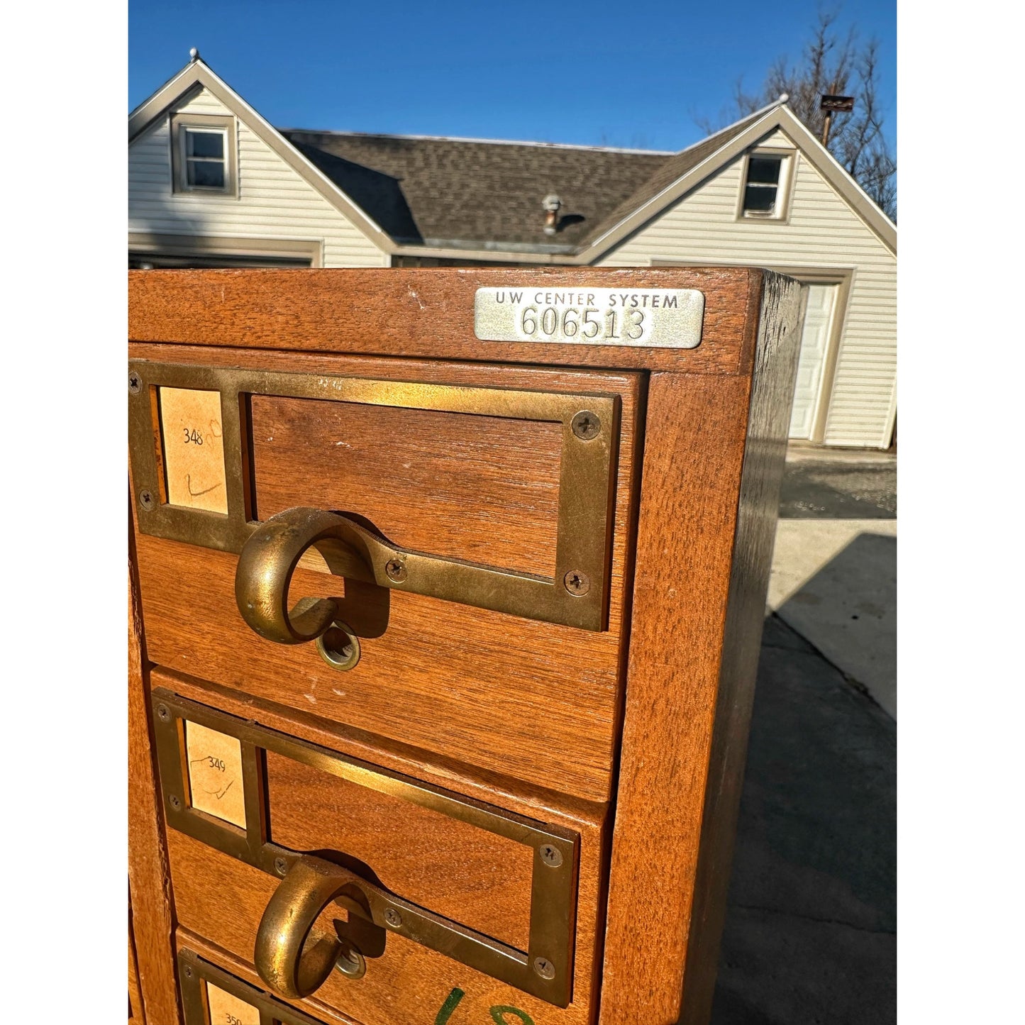 Vintage 72-Drawer Library Card Catalog File Cabinet Sold Wood Mid-Century