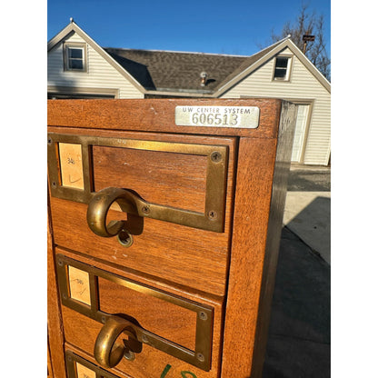 Vintage 72-Drawer Library Card Catalog File Cabinet Sold Wood Mid-Century