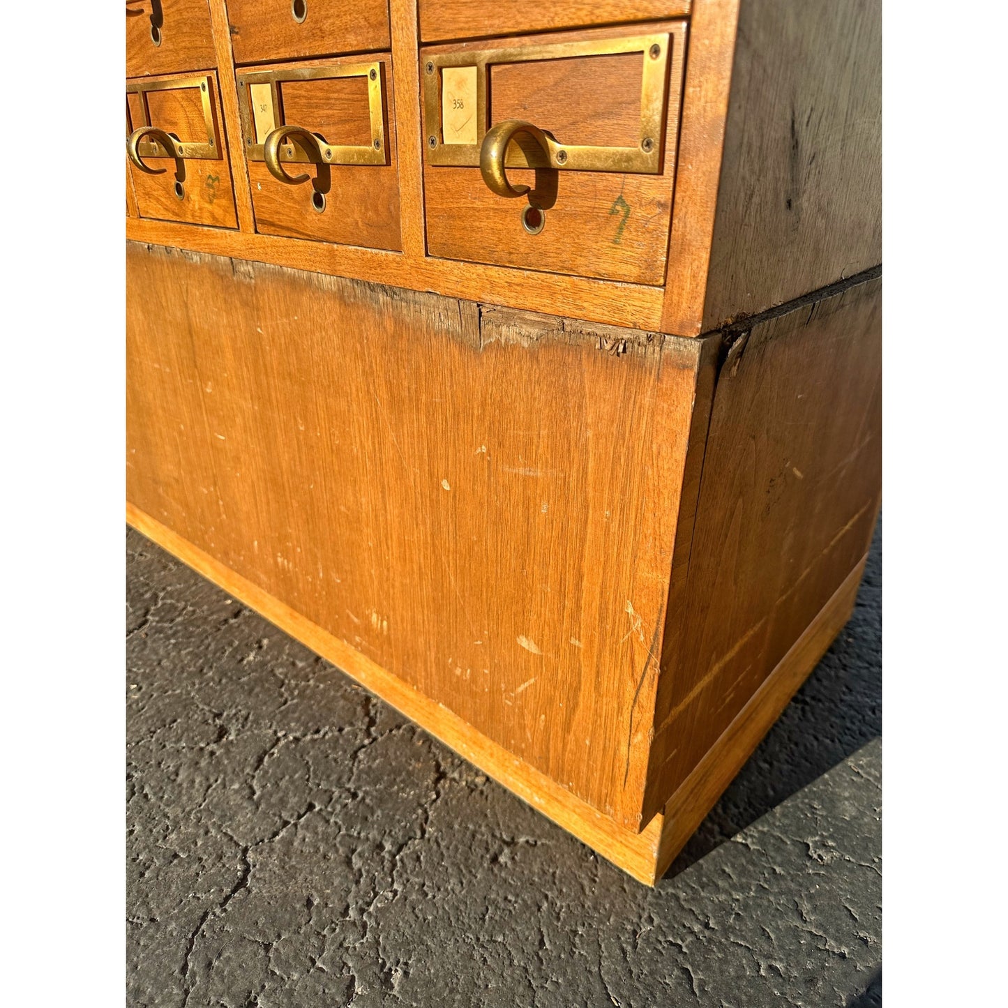 Vintage 72-Drawer Library Card Catalog File Cabinet Sold Wood Mid-Century