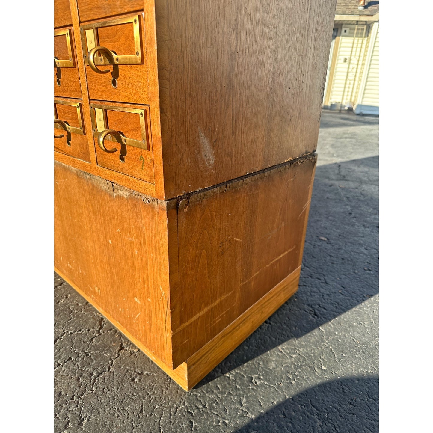 Vintage 72-Drawer Library Card Catalog File Cabinet Sold Wood Mid-Century