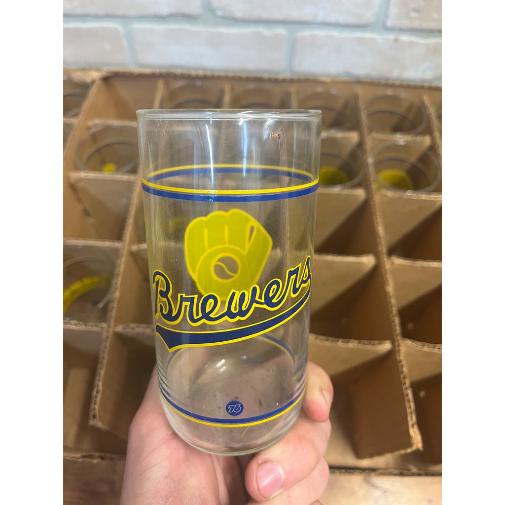 Vintage 1980s Milwaukee Brewers Baseball Glasses Barware Set of 21 - NOS New Old Stock