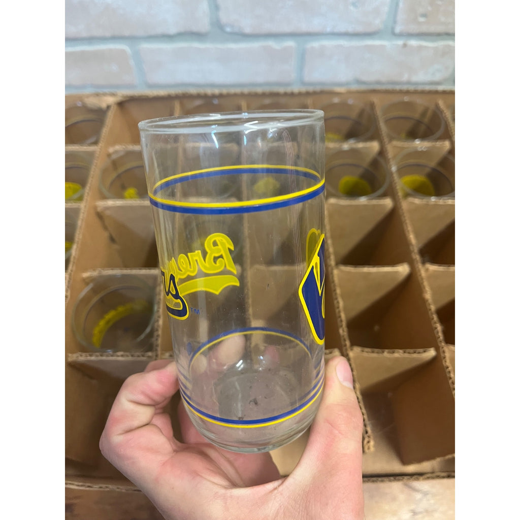 Vintage 1980s Milwaukee Brewers Baseball Glasses Barware Set of 21 - NOS New Old Stock