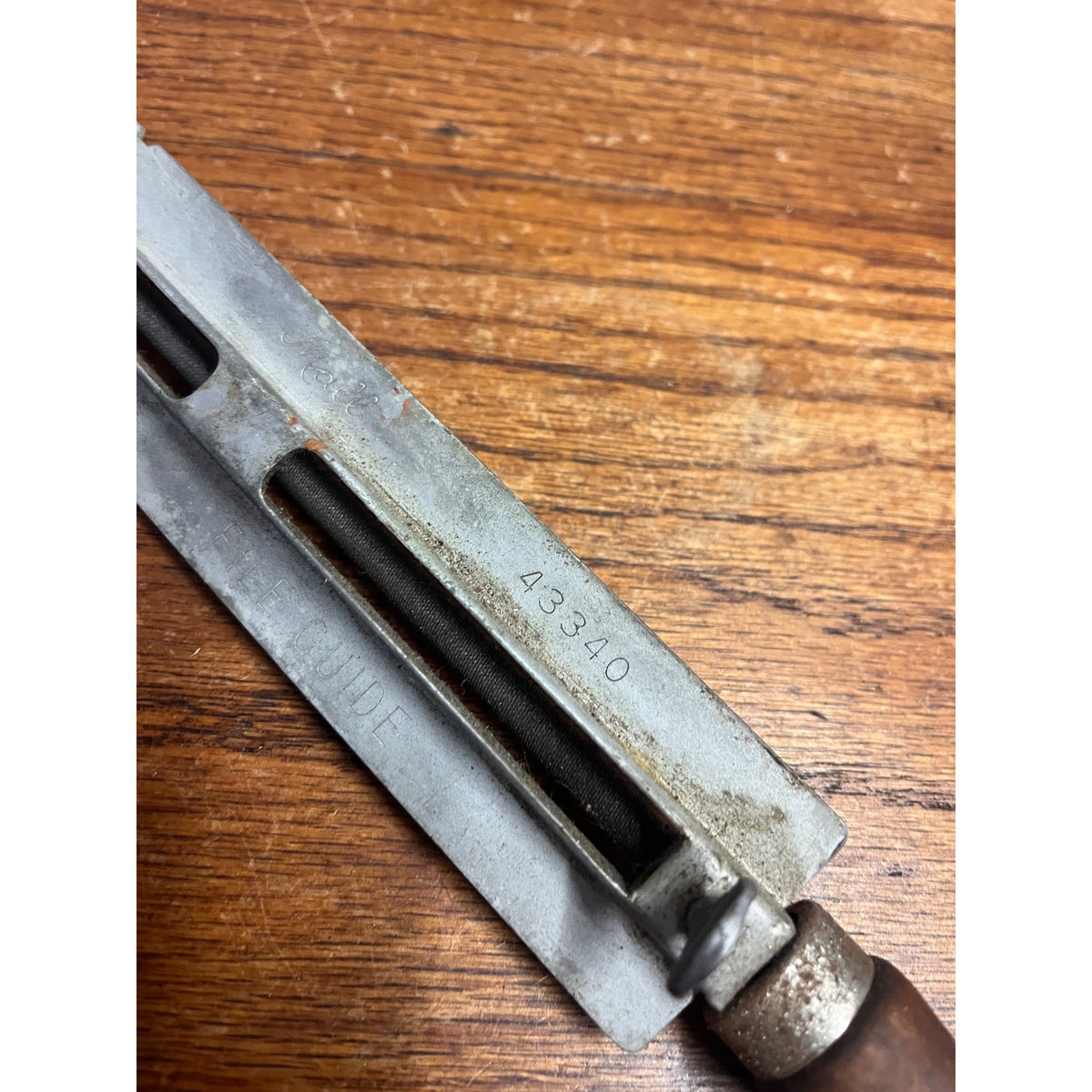 Vintage 1950s Mall Tool Co Chainsaw Chain File Sharpening Guide No. 43340 Wood Handle