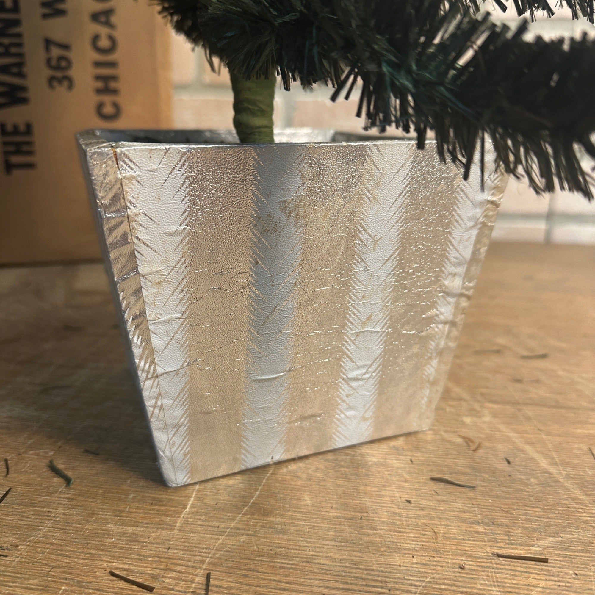 Vintage 1950s Green 28" Visca Christmas Tree in Silver Base w/ Box