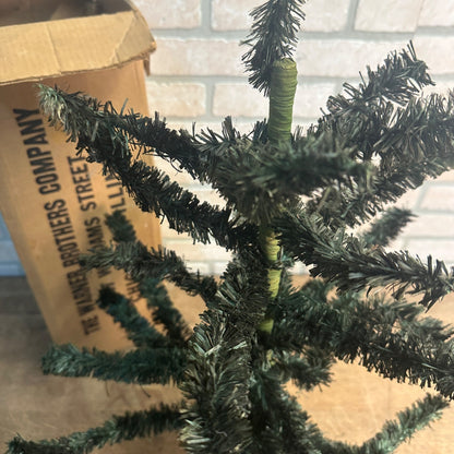 Vintage 1950s Green 28" Visca Christmas Tree in Silver Base w/ Box