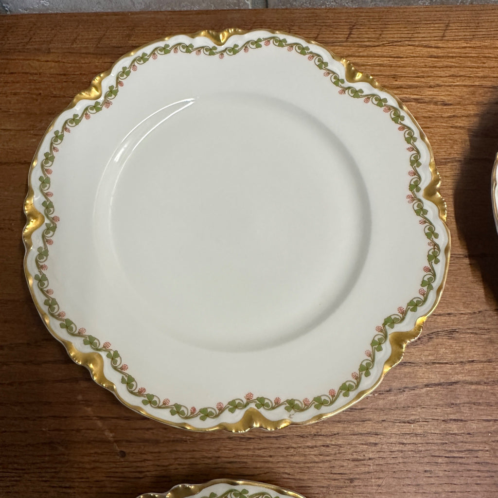 (4) Haviland & Co Clover Leaf 9 1/2" Dinner Plates Chipped