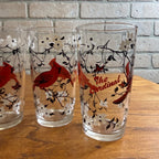 Vintage Hazel Atlas "The Cardinal" Mid-Century Drinking Glasses Tumblers Set (4)