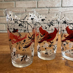 Vintage Hazel Atlas "The Cardinal" Mid-Century Drinking Glasses Tumblers Set (4)