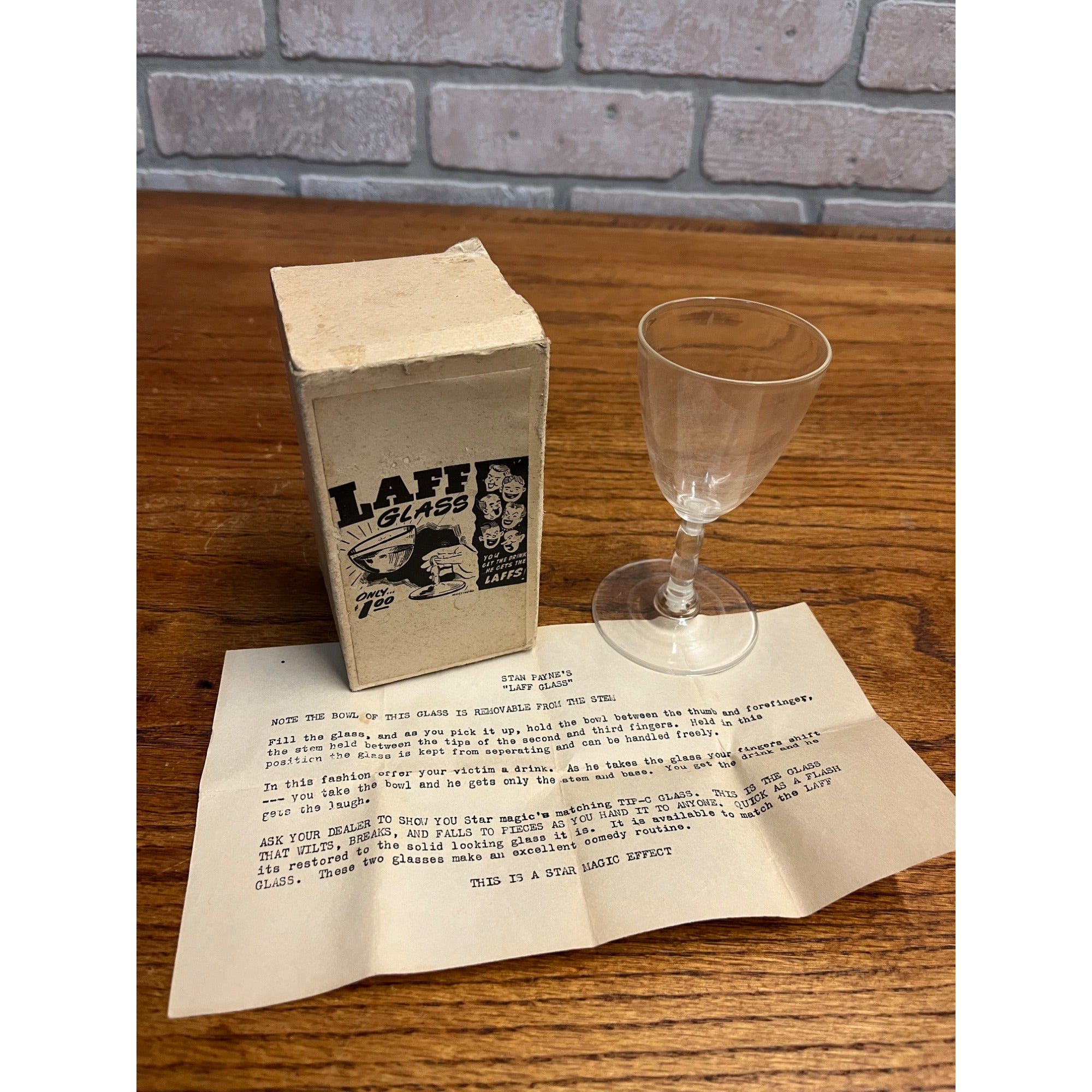 Vintage 1950s Stan Payne's Laff Glass Magic Trick Magician Novelty Gag Gift