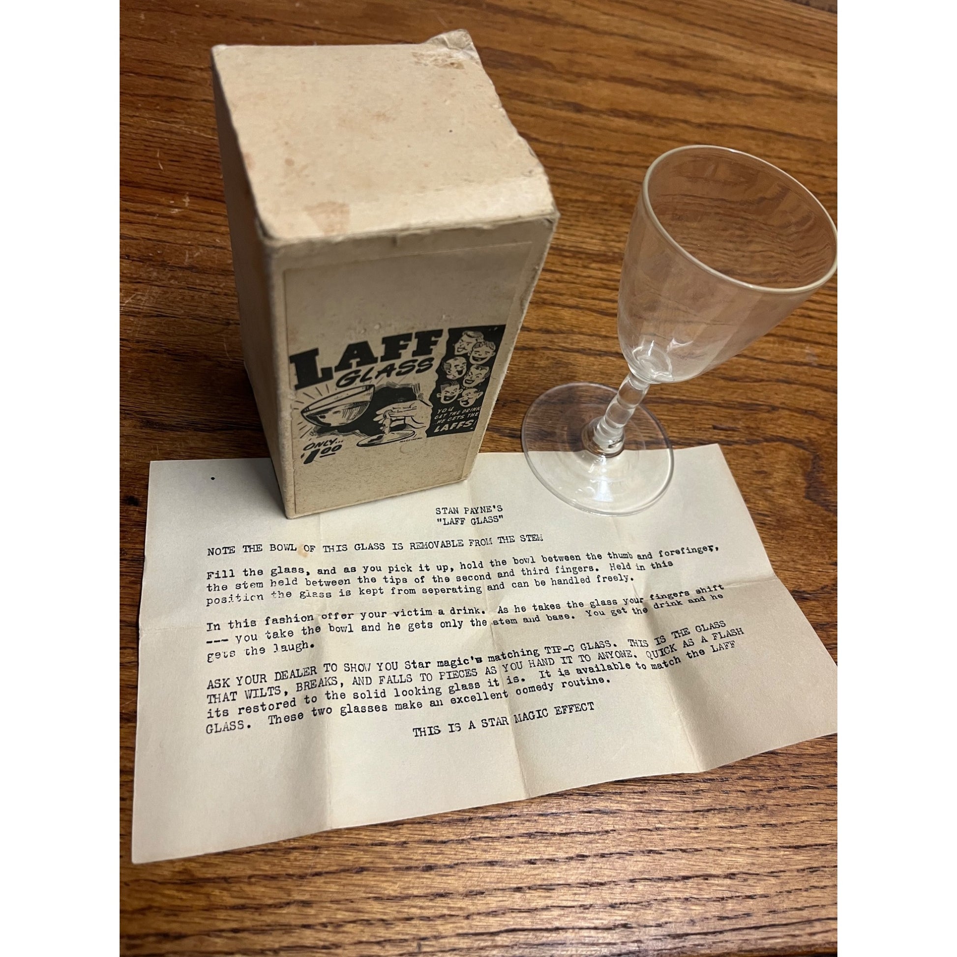Vintage 1950s Stan Payne's Laff Glass Magic Trick Magician Novelty Gag Gift