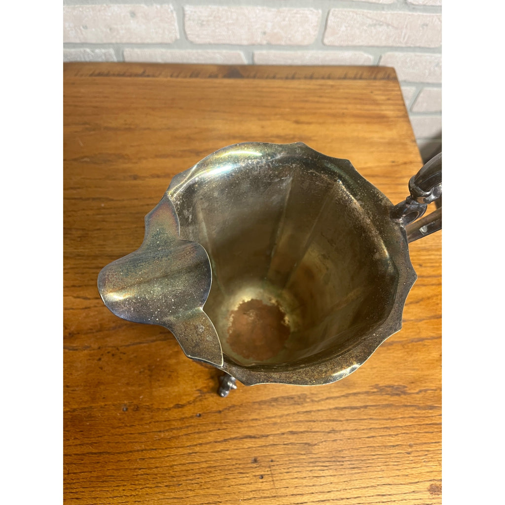Antique Victorian Silver Plate On Copper Water/Wine Pitcher w/ Ice Lip