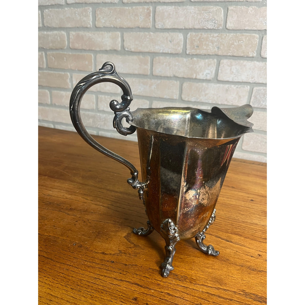 Antique Victorian Silver Plate On Copper Water/Wine Pitcher w/ Ice Lip