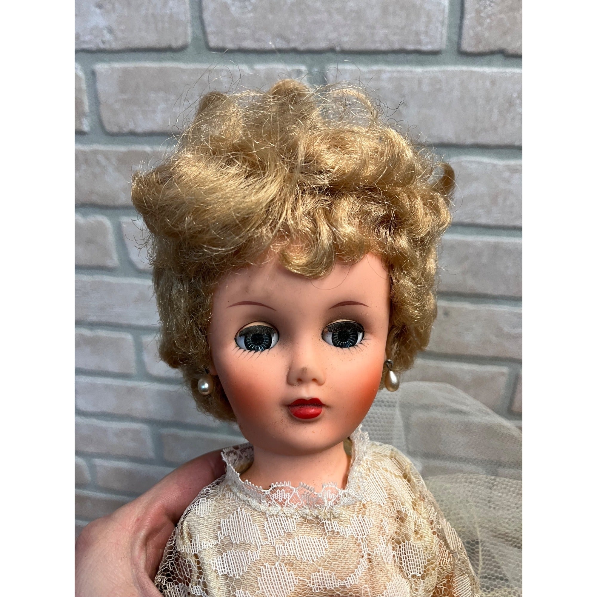 Vintage 1950s Fashion Doll 19" Original Bridal Wedding Gown Outfit Marked PTN