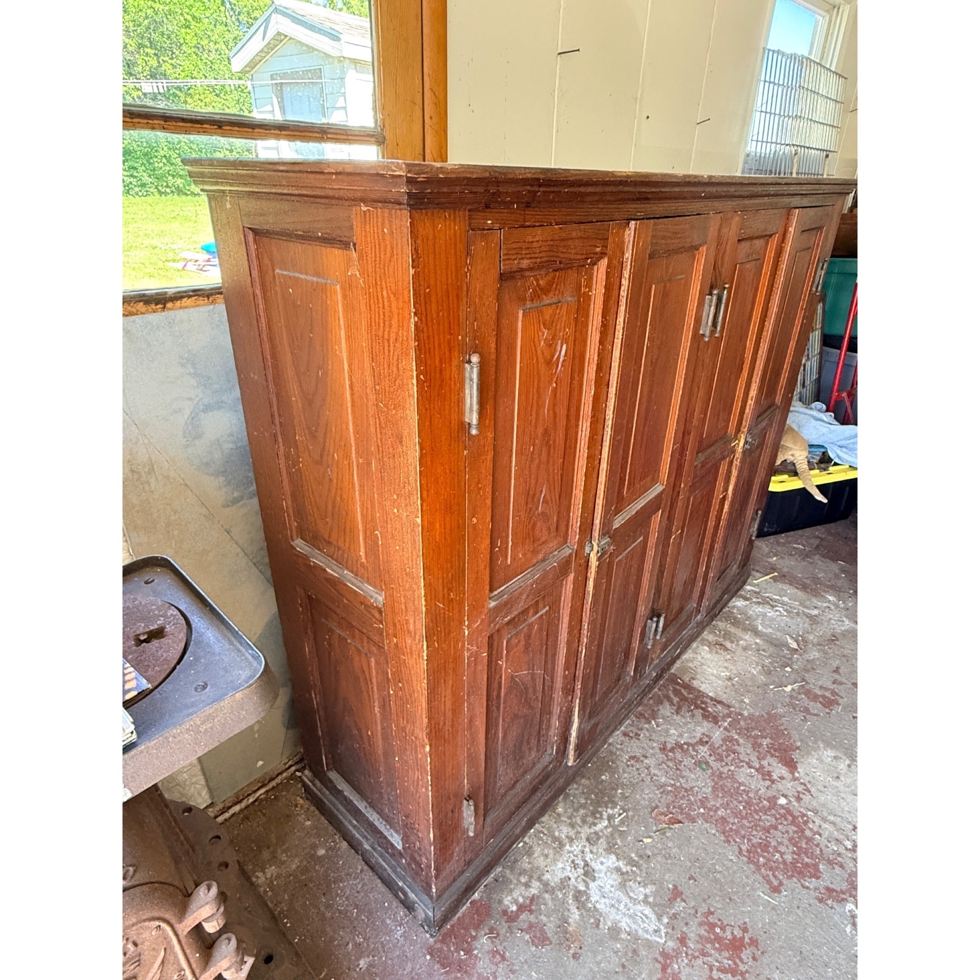 Antique 1880s Primitive Pine Pantry Cabinet Cupboard Farmhouse — Needs Work