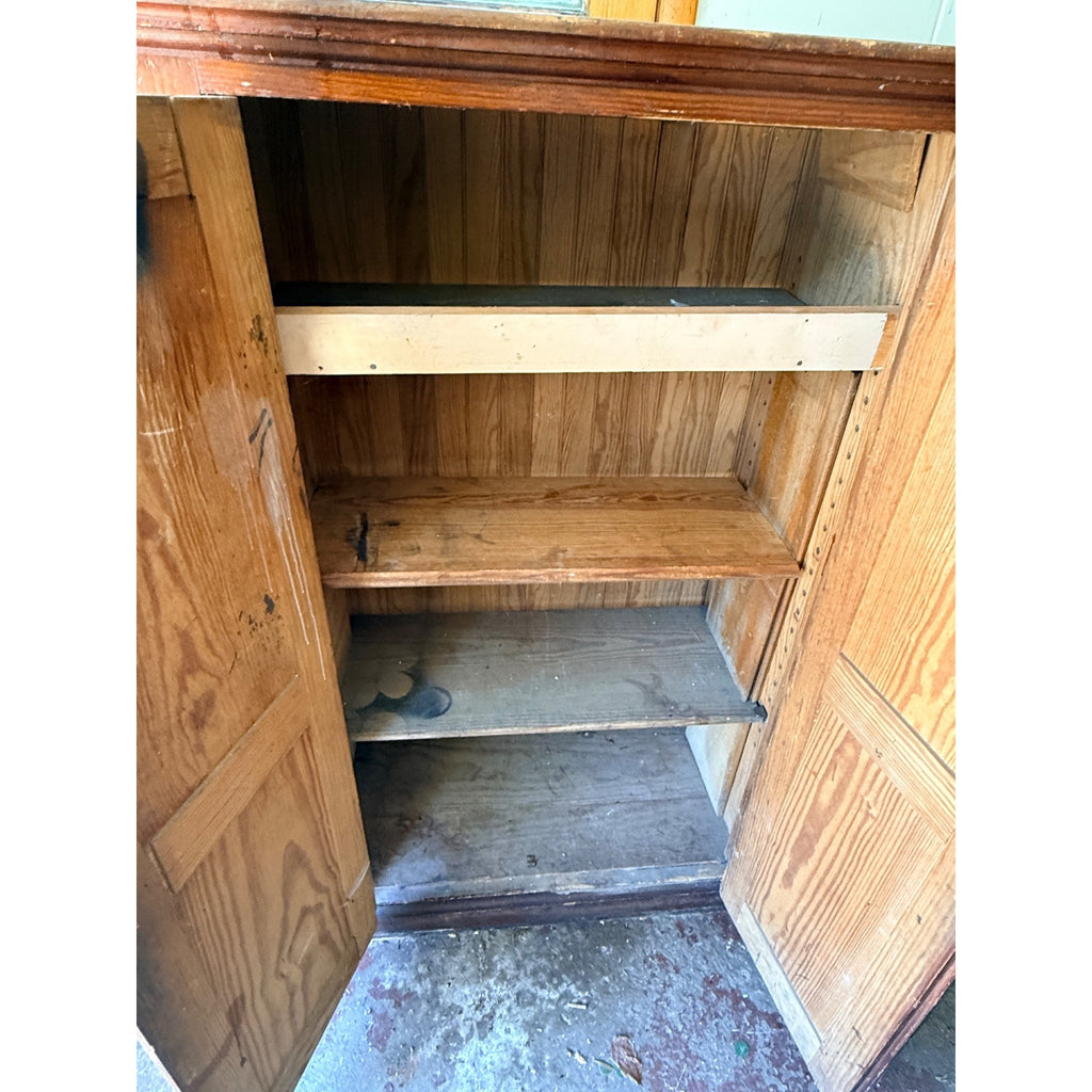 Antique 1880s Primitive Pine Pantry Cabinet Cupboard Farmhouse — Needs Work