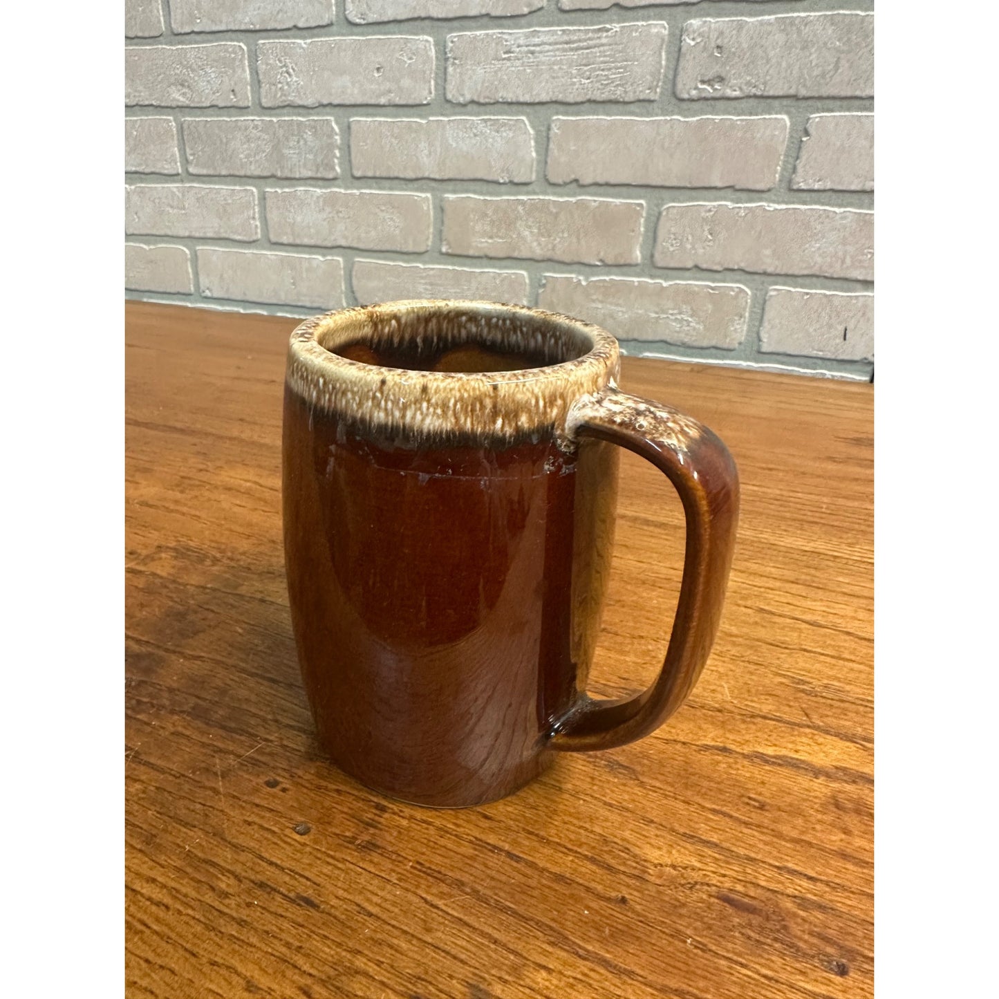 Vintage Brown Drip Glaze *HULL* USA Oven Proof Stoneware Mug- Large 16oz