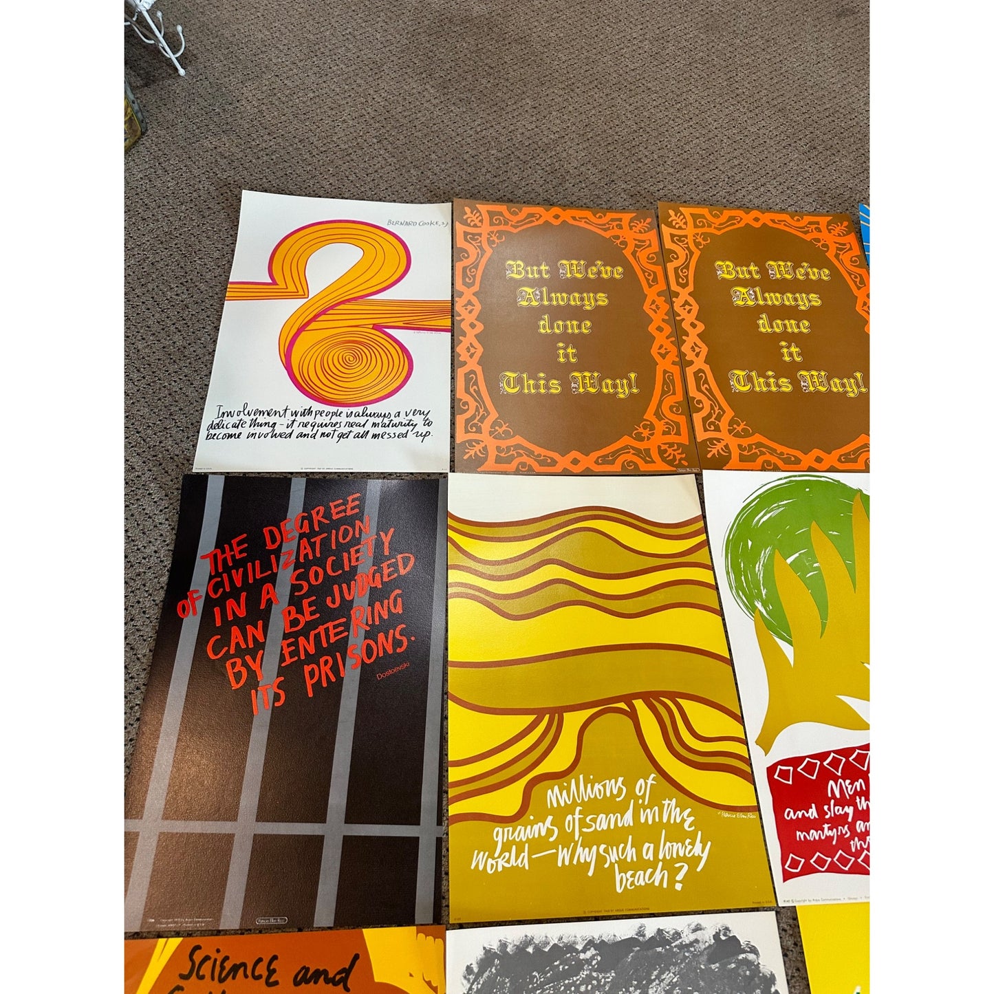 Vintage 1960s Patricia Ellen Ricci Art Posters Psychedelic, Inspirational Quotes