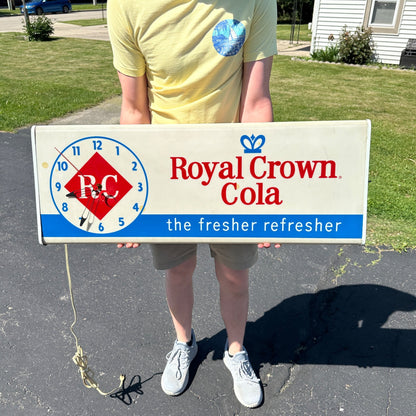 Vintage 1960s Royal Crown Cola RC Soda Lighted Advertising Clock Sign