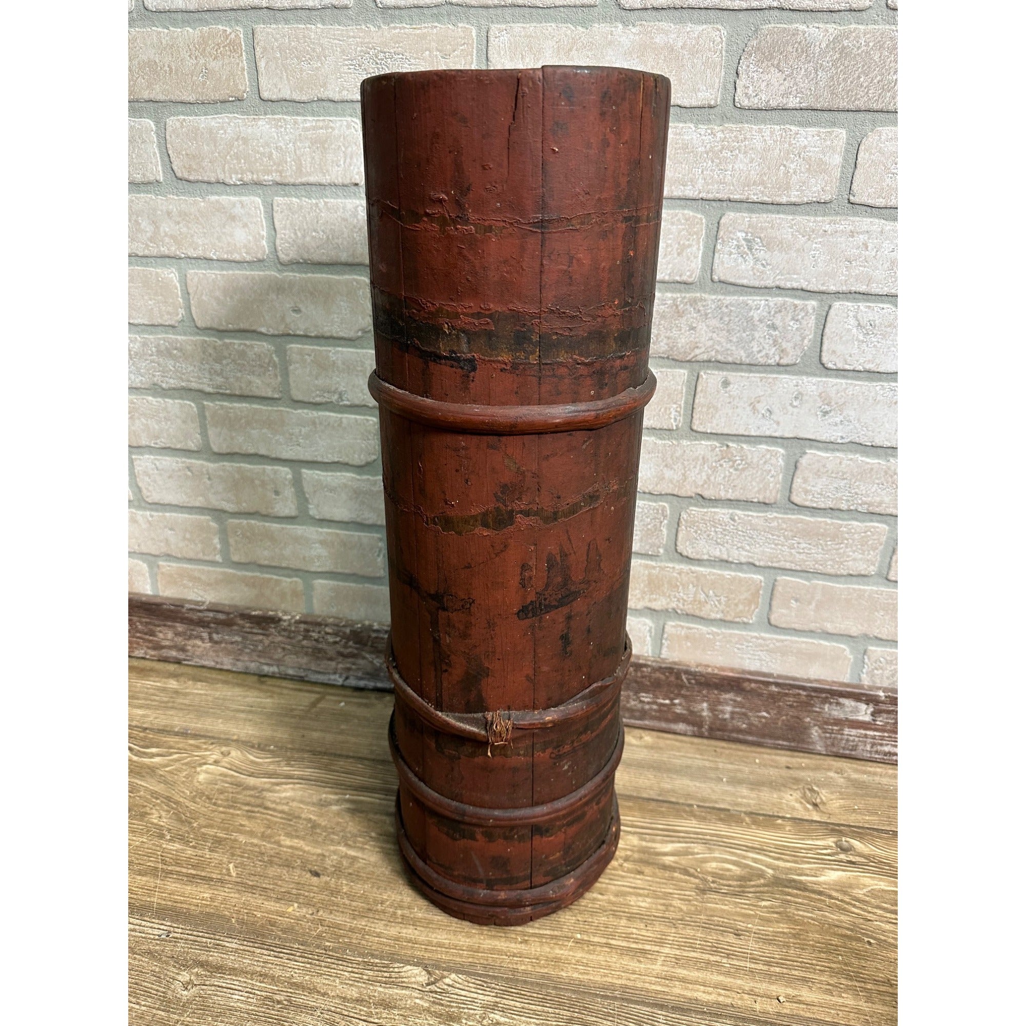 Antique Primitive 1800s Wooden Butter Churn Original Red Paint AAFA Early Farmhouse