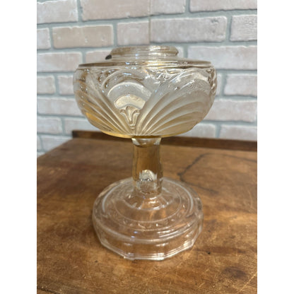 ANTIQUE VINTAGE ALADDIN OIL LAMP WASHINGTON DRAPE CLEAR GLASS PEDESTAL BASE