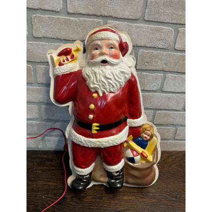 Scarce 19"  Miller Electric Lighted Santa Wall Light Christmas Plastic Blow Mold